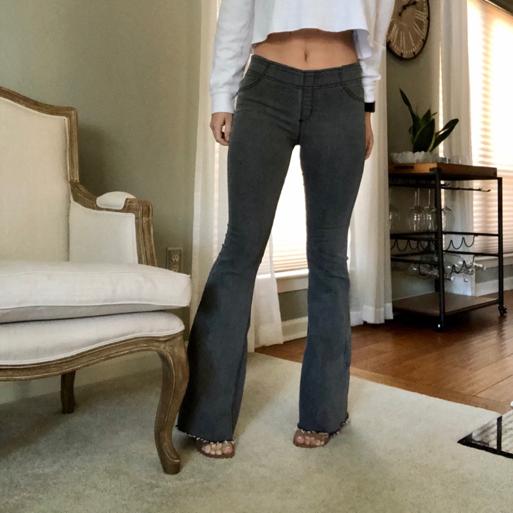 Free People grey flares pull on jeans